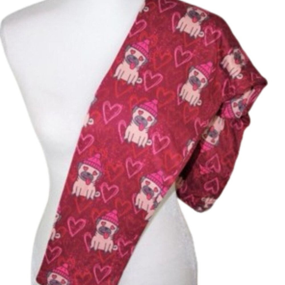 Women's OS One Size Valentines Day Pug Leggings Hearts Dog Lover